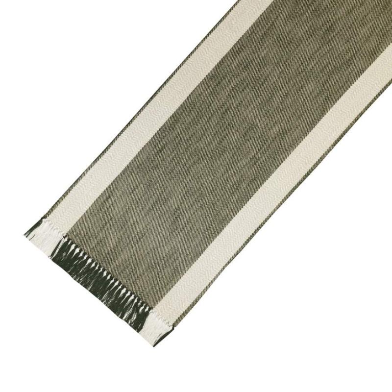 Löpare EMILIA med fiskbensmönster och bred färgad rand i mitten i grönt