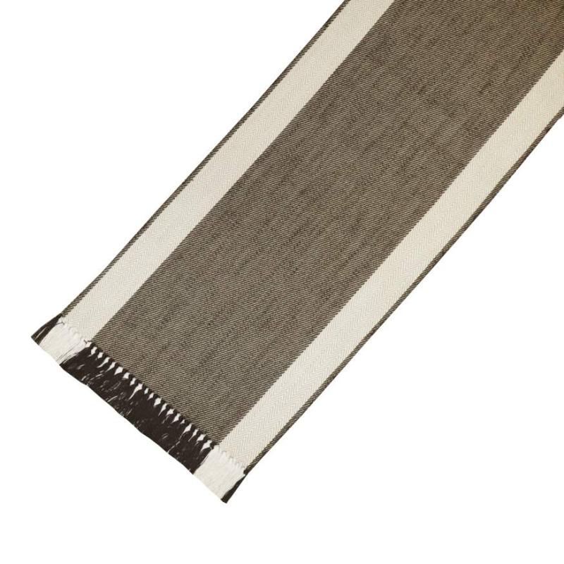 Löpare EMILIA med fiskbensmönster och bred färgad rand i mitten i brunt