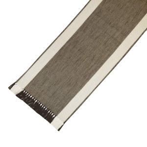 Löpare EMILIA med fiskbensmönster och bred färgad rand i mitten i brunt