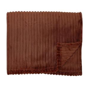 Pläd BALOO, enfärgad flanell fleece i bredspårig manchester i kanel