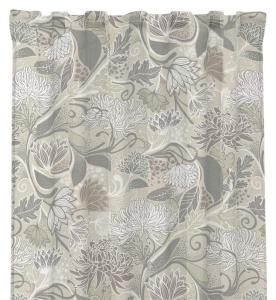 Gardin AURORA med snirklande blommor och blad i beige