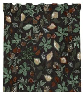 Gardin PALMA med exotiska växter och frukter i brunt och grönt på svart botten