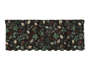 Gardinkappa PALMA med exotiska växter och frukter i brunt och grönt på svart botten