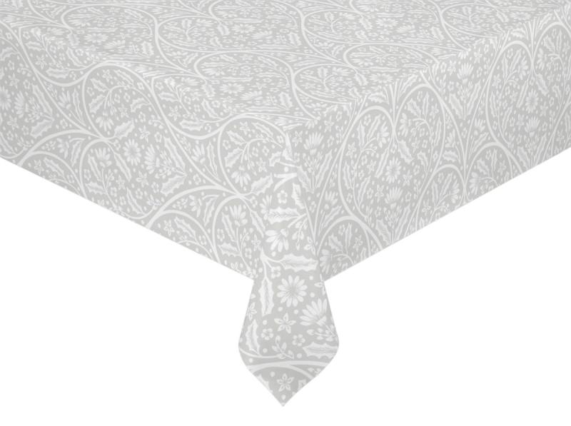 Vaxduk på metervara SVEA hjärtformat mönster och snirklande blad i vitt