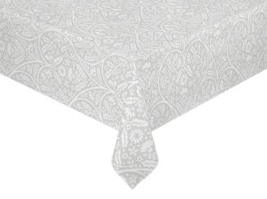 Vaxduk på metervara SVEA hjärtformat mönster och snirklande blad i vitt