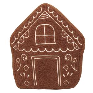 Fylld kudde PEPPARKAKSHUS i teddy med broderad kristyr