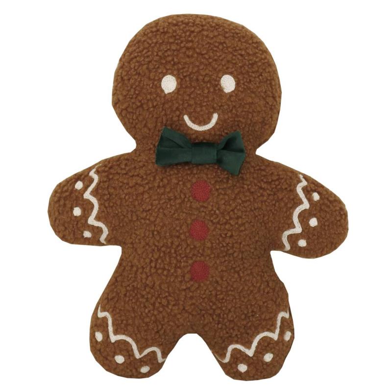 Fylld kudde PEPPARKAKA i mjuk teddy med broderad kristyr
