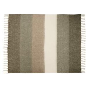 Pläd QUINN med breda ränder i grönt och beige