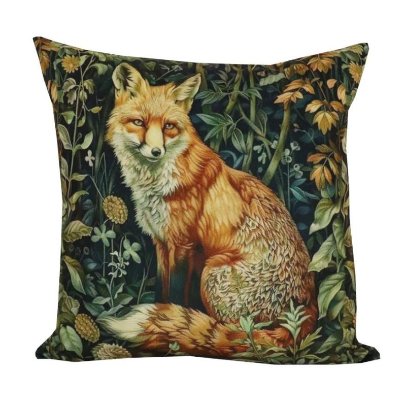 Kuddfodral FOREST FOX med en digitatryckt räv