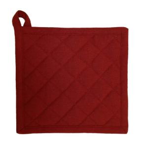 Grytlapp MAJKEN i rött med vita broderade hjärtan och vågig kant