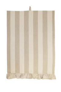 Kökshandduk FILIPPA, bredrandig med smalrandig volang i nederkanten i sandfärg