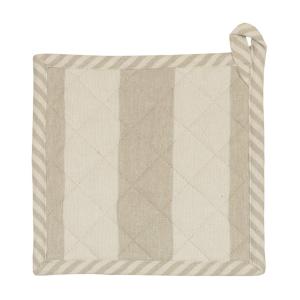 Grytlapp FILIPPA, bredrandig med smalrandig kant och baksida i sandfärg