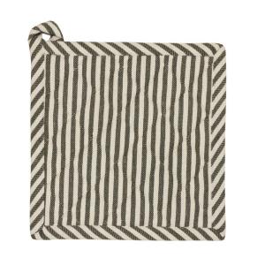 Grytlapp FILIPPA, bredrandig med smalrandig kant och baksida i grönt