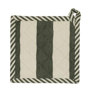 Grytlapp FILIPPA, bredrandig med smalrandig kant och baksida i grönt