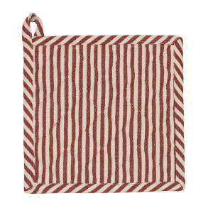 Grytlapp FILIPPA, bredrandig med smalrandig kant och baksida i rött