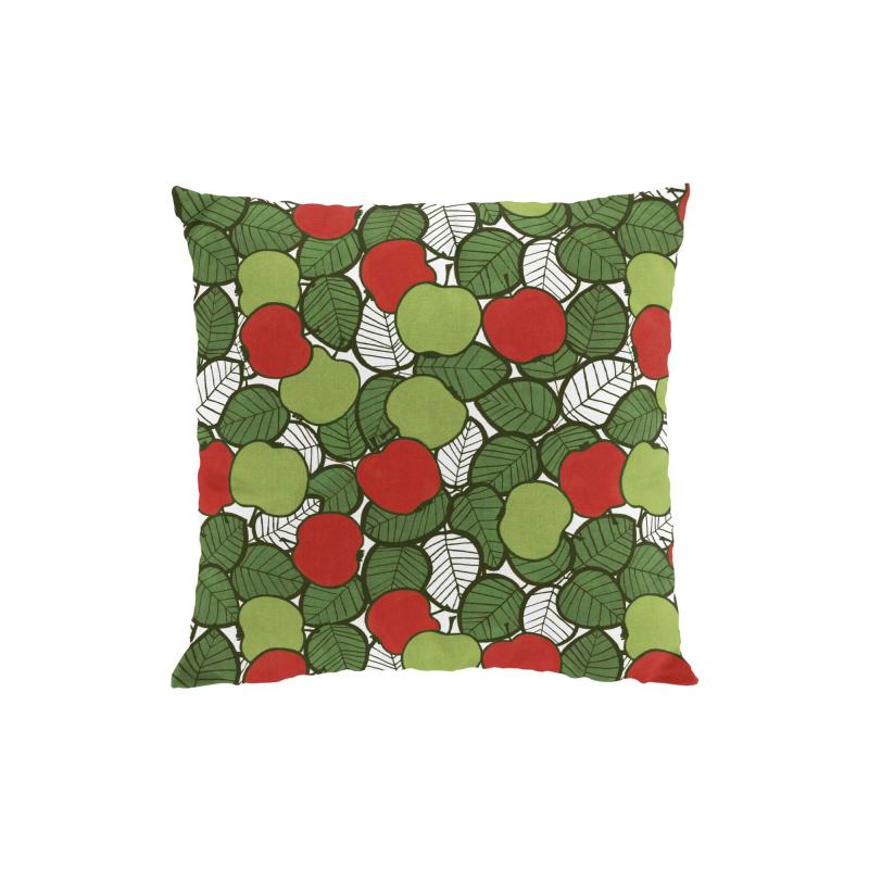 Kuddfodral Päppel med blad och äpplen, Stl. 47x47cm, grön, röd