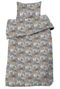 Bäddset AURORA med snirklande blommor och blad i mullvadsfärg