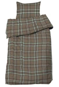 Bäddset CERVINIA i flanell. Rutig i brunt och grönt