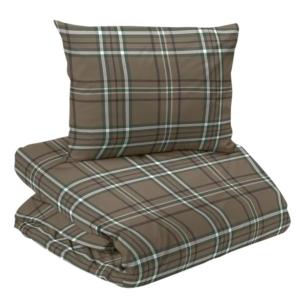 Bäddset CERVINIA i flanell. Rutig i brunt och grönt