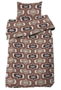 Bäddset LUDVIG med böljande grafiskt mönster i brunt
