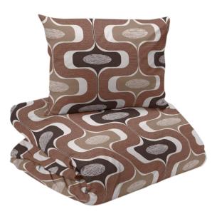 Bäddset LUDVIG med böljande grafiskt mönster i brunt