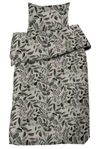 Bäddset THEO med bladmönster i grönt