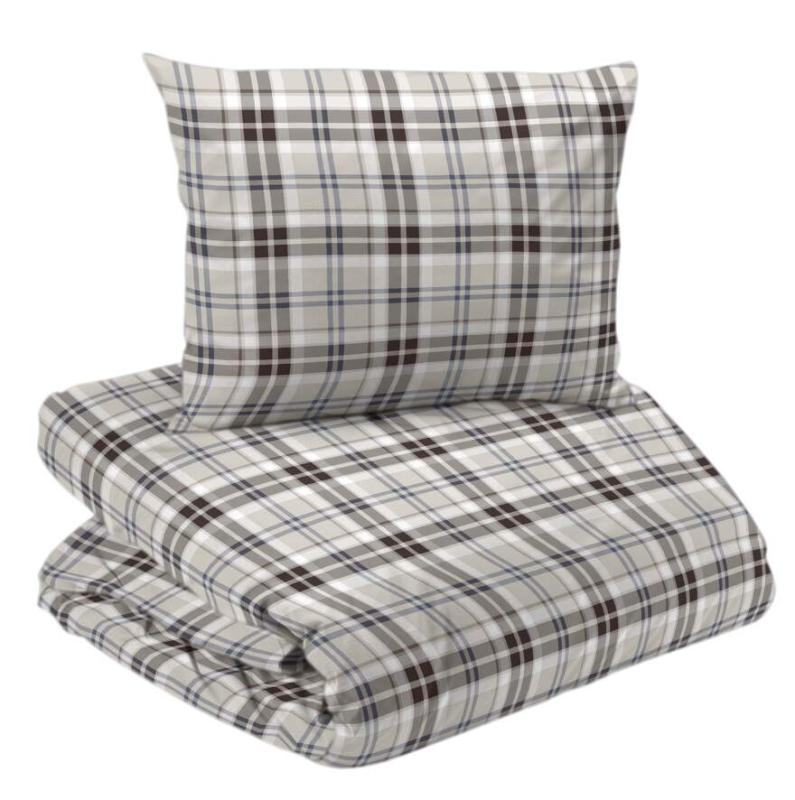 Bäddset TRYSIL i flanell. Rutig i beige och blått