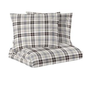 Bäddset KINGSIZE TRYSIL i flanell. Rutig i beige och blått