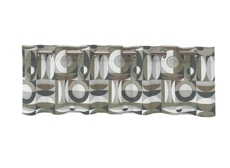 Gardinkappa TORD med grafisk mönster i grönt och brunt