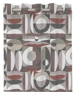 Gardin TORD med grafisk mönster i rost och beigegrå nyanser