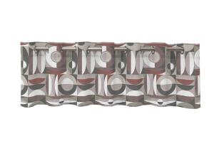 Gardinkappa TORD med grafisk mönster i rost och beigegrå nyanser