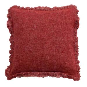 Kuddfodral Madde, enfärgad med lite grövre struktur och frans runt om i rött
