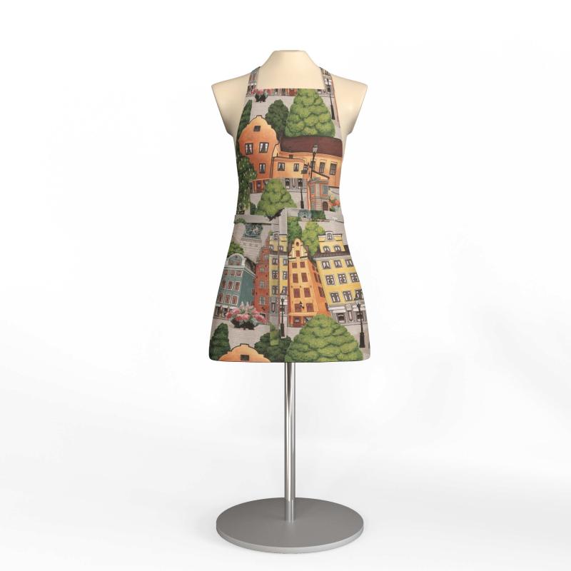 Förkläde Stortorget, med husfasader, Stl.65x85cm, multifärg