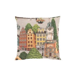 Kuddfodral Stortorget med husfasader, Stl. 47x47cm, multi