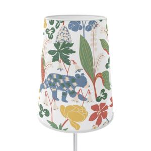 Lampskärm Här sover ingen björn, Stl. Höjd 33cm, Diameter 25cm, E27 fäste, vit botten, multi
