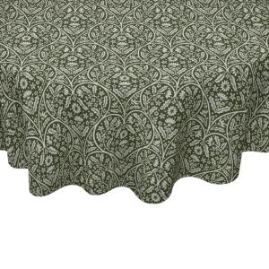 Rund vaxduk SVEA med hjärtformat mönster och snirklande blad i grönt