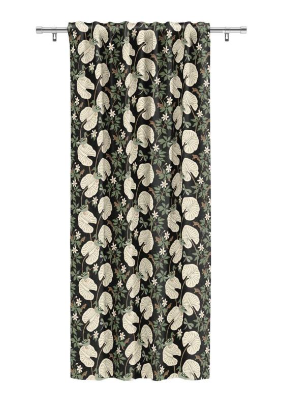 Gardin Kärrleken, änder och grodor, 1-pack Stl.140x240cm, svart botten, grön