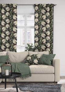 Kuddfodral Kärrleken, änder och grodor Stl. 47x47cm, svart botten, grön