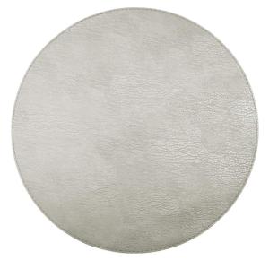 Bordstablett, tallriksunderlägg Buffalo, rund i läderimitation i ljusgrått