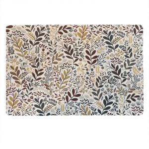 Plasttablett, tallriksunderlägg Hage med blad och blommor i denimblått och rost på beige botten