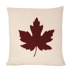 Kuddfodral LÖNNLÖV i teddysammet i vitt och brunt