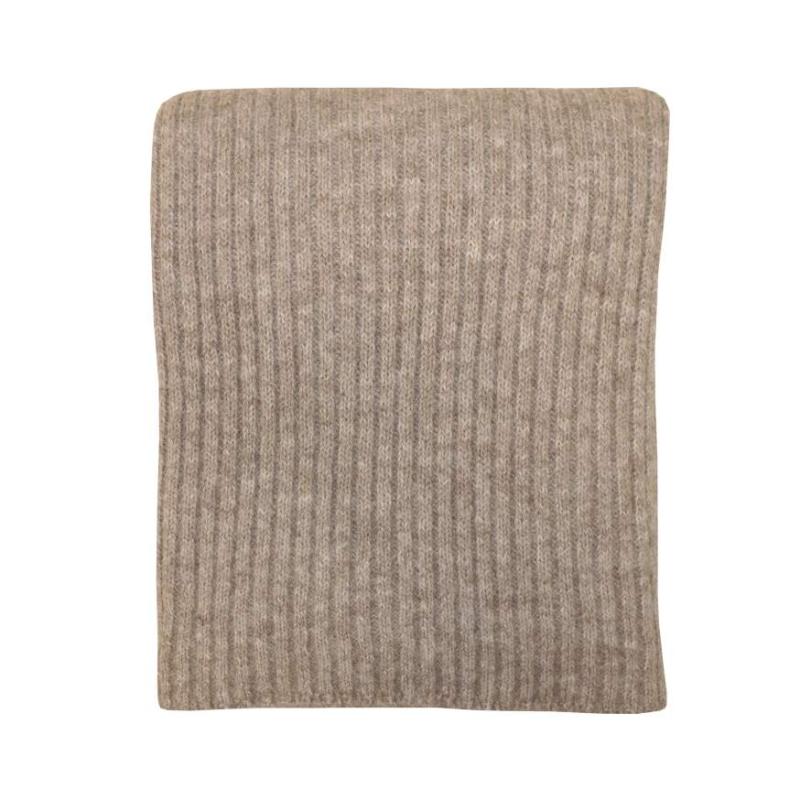 Pläd LIAM stickad filt med ribbmönster i beige