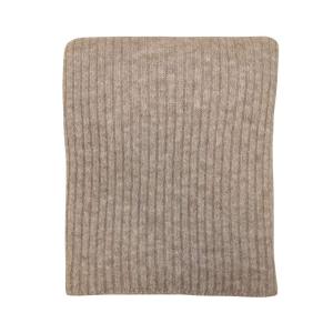 Pläd LIAM stickad filt med ribbmönster i beige