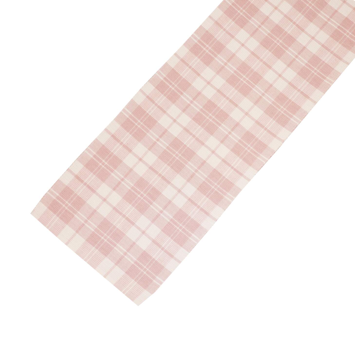 Bordslöpare NOVA vävd ripslöpare rutig i vitt och rosa - Trendhuset