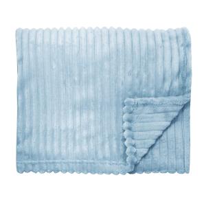 Pläd BALOO, enfärgad flanell fleece i bredspårig manchester i ljusblått