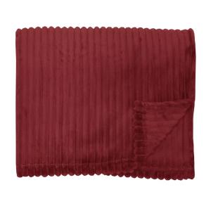 Pläd BALOO, enfärgad flanell fleece i bredspårig manchester i vinrött