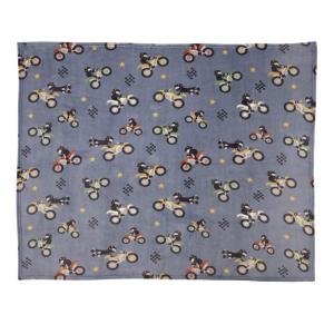 Pläd BIKES med motorcyklar på denimblå bottenfärg