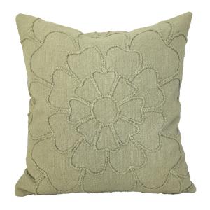 Kuddfodral MATILDA med broderad blomma i grönt