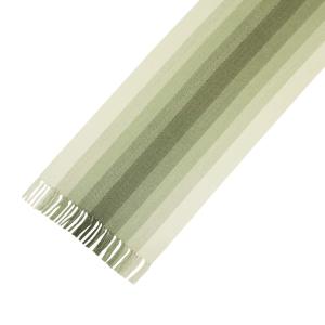 Bordslöpare HILMA med ränder som tonar ut från grönt till vitt. Frans i kortsidorna.