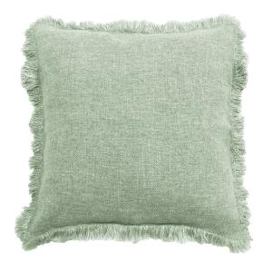 Kuddfodral Madde, enfärgad med lite grövre struktur och frans runt om i ljusgrönt